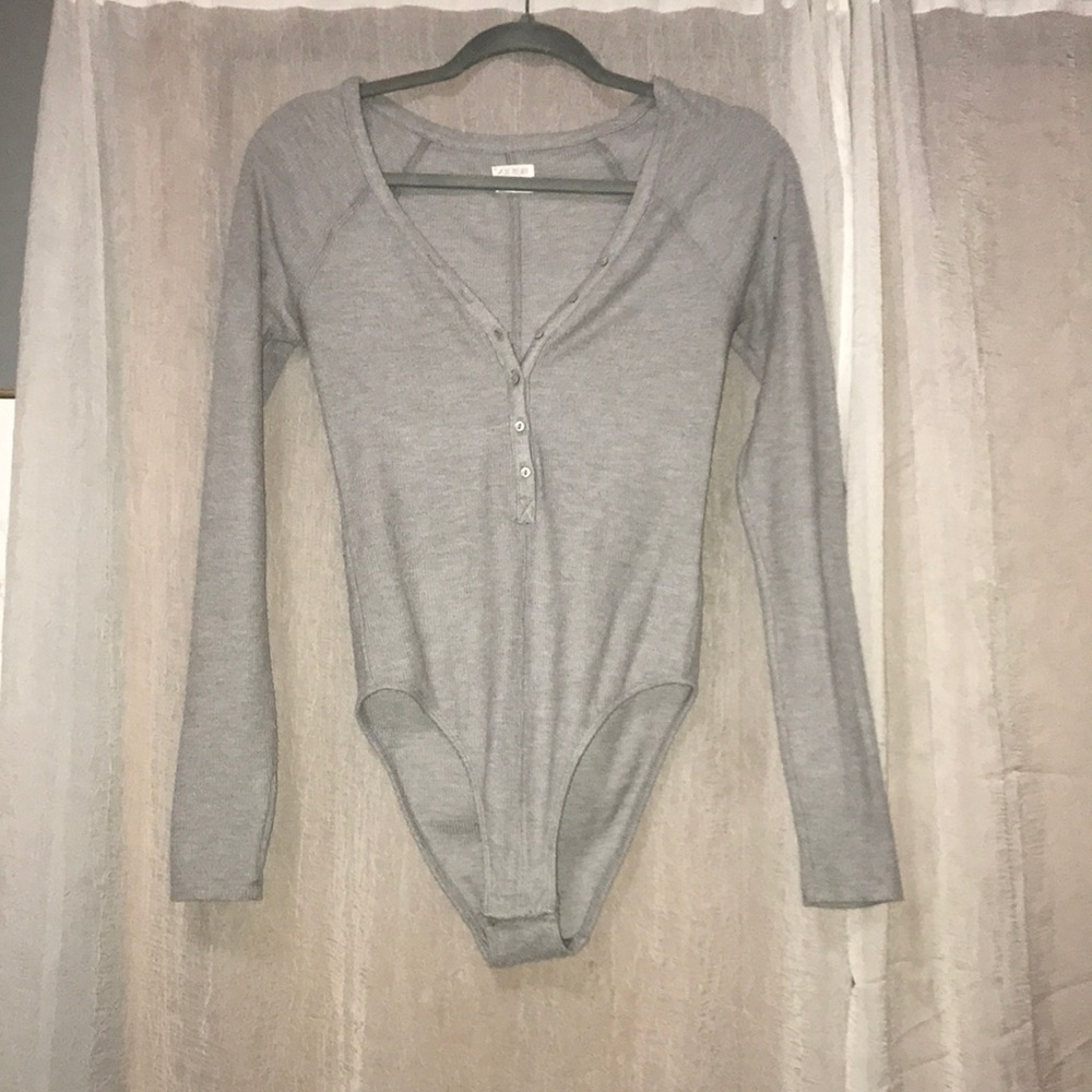 Urban Outfitters Grey button up body suit